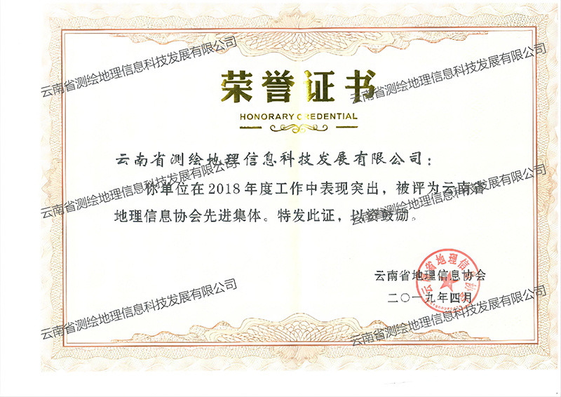 地理信息协会荣誉证书