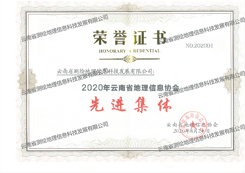 2020年云南省地理信息协会先进集体